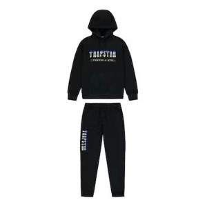 Black Men's Trapstar Black Decoded Chenille 2.0 Hooded Tracksuit USA | JH76-212