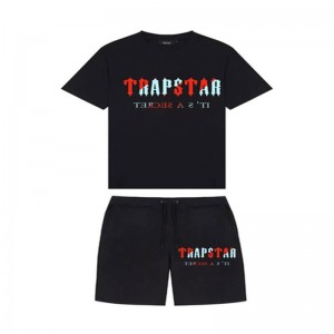 Black Men's Trapstar Chenille Decoded Set Shorts USA | BG16-394