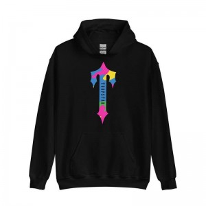 Black Men's Trapstar Colorful Logo Rainbow Hoodie USA | SX08-161