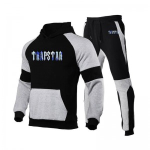 Black Men's Trapstar Fleece Causal Sport Tracksuit USA | ZA78-049