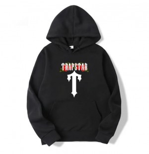 Black Men's Trapstar Flowers Hoodie USA | CP60-552