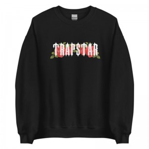 Black Men's Trapstar Flowers Sweatshirts USA | QH08-046