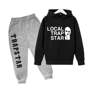 Black Men's Trapstar Funny Face Smile Tracksuit USA | JW97-149