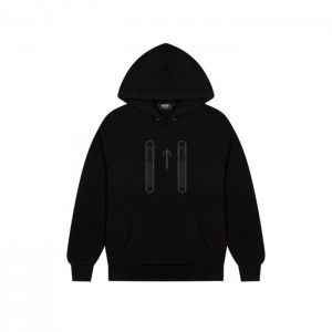 Black Men's Trapstar Irongate T Trap Fleece Hoodie USA | MN41-513