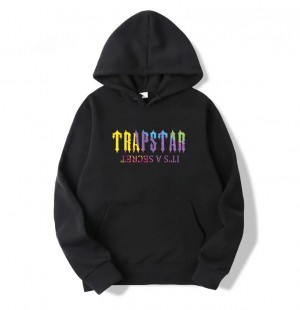 Black Men's Trapstar It's a Secret Print Hoodie USA | BU27-661