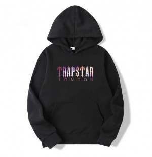 Black Men's Trapstar London Galaxy Hoodie USA | PJ67-683