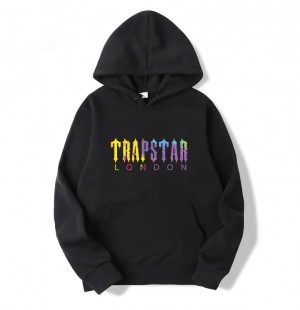 Black Men's Trapstar London Print Hoodie USA | PU63-966