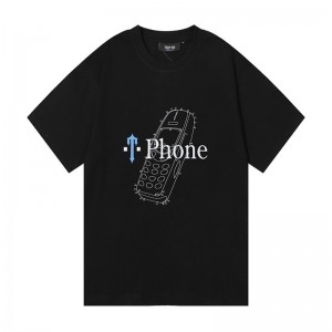 Black Men's Trapstar Paint Splatter Phone T Shirts USA | XV80-285