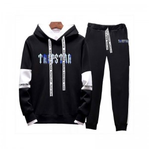 Black Men's Trapstar Revolution Chenille Decoded Hooded Tracksuit USA | QJ27-235