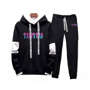 Black Men's Trapstar Revolution Chenille Decoded Hooded Tracksuit USA | KP50-990