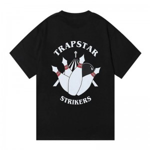 Black Men's Trapstar Signature Strikers T Shirts USA | CD73-538