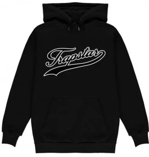 Black Men's Trapstar Strike Hoodie USA | QQ46-618