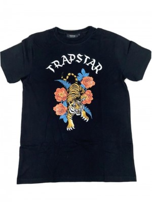 Black Men's Trapstar Tiger T- Shirt T Shirts USA | MV06-200