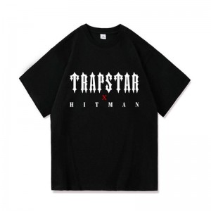 Black Men's Trapstar X Hitman T Shirts USA | LX86-411