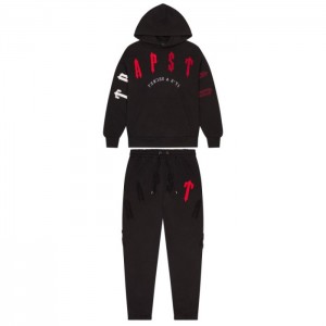 Black / Red Men's Trapstar Irongate Arch Chenille 2.0 Tracksuit USA | ON79-180