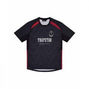 Black / Red Men's Trapstar Irongate Football Jersey T Shirts USA | OU10-167