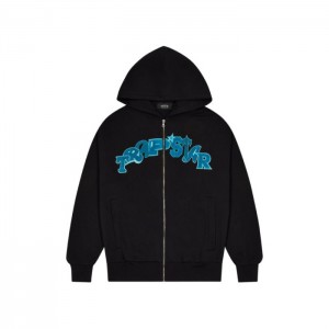 Black / Turquoise Men's Trapstar Wildcard Chenille Hoodie Tracksuit USA | AA70-196