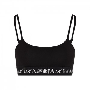 Black / White Women's Trapstar Script Bra Top USA | SL08-690