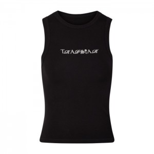 Black / White Women's Trapstar Script Racer Vest Top USA | YU40-106