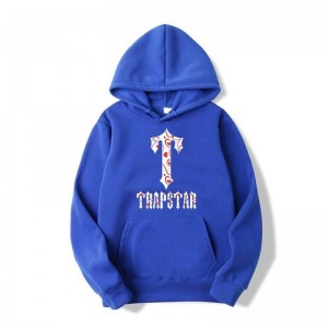 Blue Men's Trapstar Anime T-Flowers Pattern Hoodie USA | HE82-479