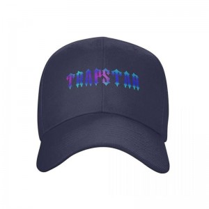 Blue Men's Trapstar Black Cap Hats USA | OR43-319