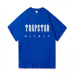 Blue Men's Trapstar X Hitman T Shirts USA | MM59-031