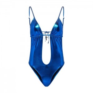 Blue Women's Trapstar Metallic Cutout One Piece Swimsuits USA | IY27-879