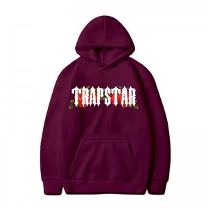 Burgundy Men's Trapstar Long Sleeve Hoodie USA | QU12-012