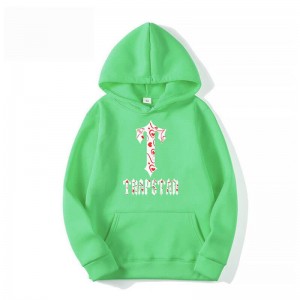 Green Men's Trapstar Anime T-Flowers Pattern Hoodie USA | UF73-298