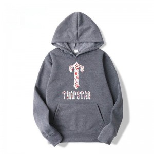 Grey Men's Trapstar Anime T-Flowers Pattern Hoodie USA | HO07-743