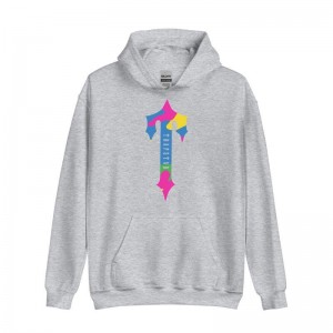 Grey Men's Trapstar Colorful Logo Rainbow Hoodie USA | MC02-411