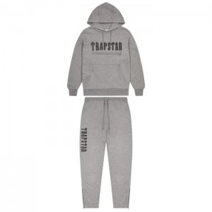 Grey Men's Trapstar Decoded Chenille 2.0 Hoodie Tracksuit USA | EF33-988