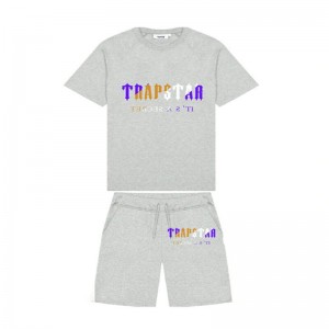 Grey Men's Trapstar Irongate Arch Chenille Set Shorts USA | RC00-258