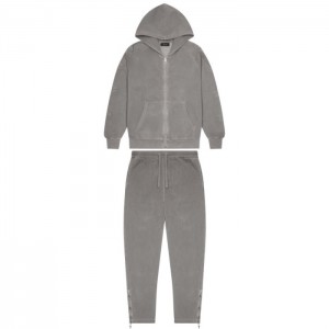 Grey Men's Trapstar Irongate Patchwork Zip Hoodie Tracksuit USA | JD26-554