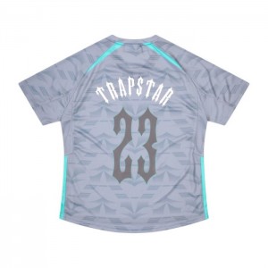 Grey / Blue Men's Trapstar Irongate Football Jersey T Shirts USA | JO63-434