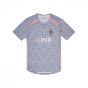 Grey / Pink Men's Trapstar Irongate Football Jersey T Shirts USA | DU37-912