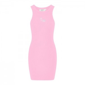 Pink Women's Trapstar Script Racer Dress USA | FK65-577