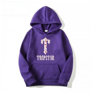 Purple Men's Trapstar Anime T-Flowers Pattern Hoodie USA | BY20-623