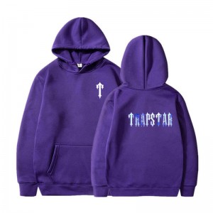 Purple Men's Trapstar T Pattern Hoodie USA | RX00-554