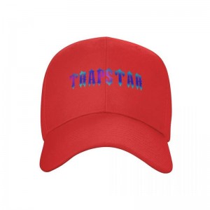 Red Men's Trapstar Black Cap Hats USA | YF73-102