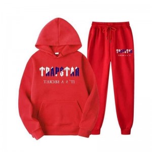 Red Men's Trapstar Chenille Decoded Hooded Tracksuit USA | LT40-852