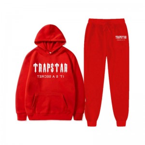 Red Men's Trapstar Chenille Decoded Hooded Tracksuit USA | EQ52-569