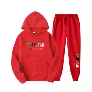 Red Men's Trapstar Printed Autumn Winter Warm Sportswear Tracksuit USA | JH57-872