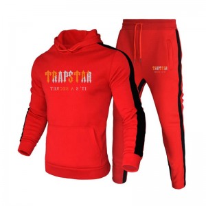 Red Men's Trapstar Winter Logo Hooded Tracksuit USA | PV62-332