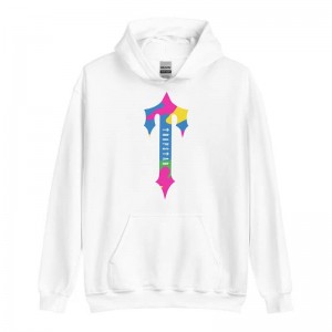 White Men's Trapstar Colorful Logo Rainbow Hoodie USA | AP06-026