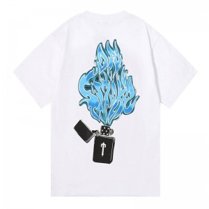 White Men's Trapstar Flame Printing T Shirts USA | XP09-372