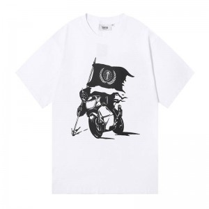 White Men's Trapstar Tiger Bike Rider Flag T Shirts USA | FH63-945