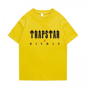 Yellow Men's Trapstar X Hitman T Shirts USA | QH01-839