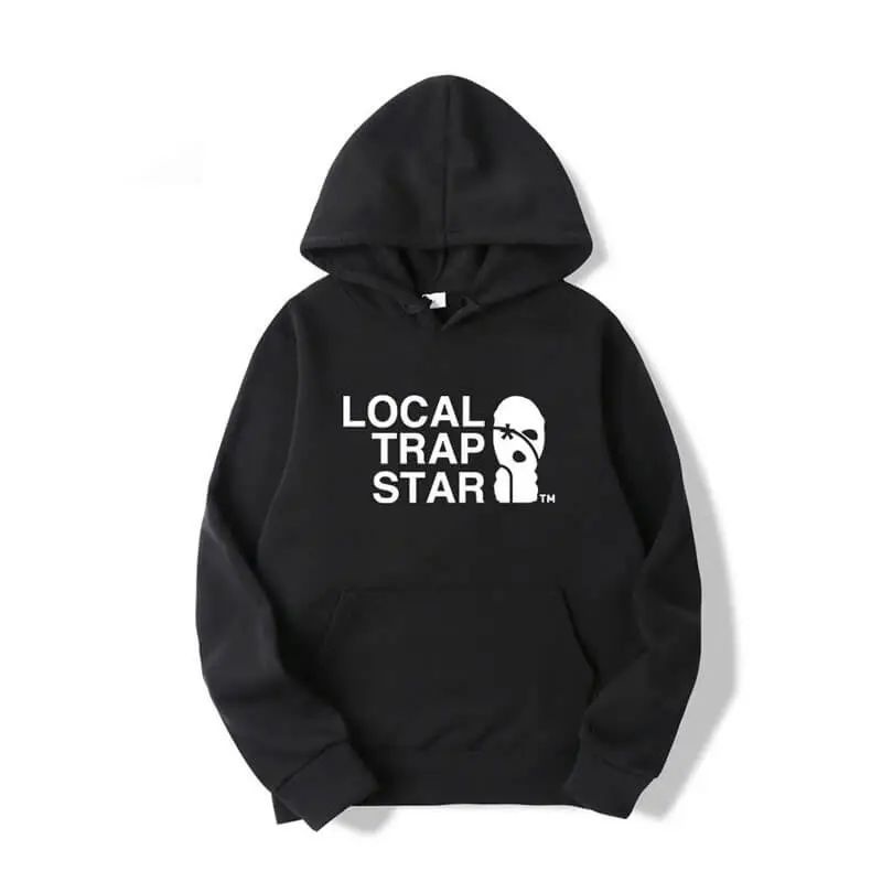 Black Men\'s Trapstar Black Local Trap Star Hoodie USA | AJ17-213