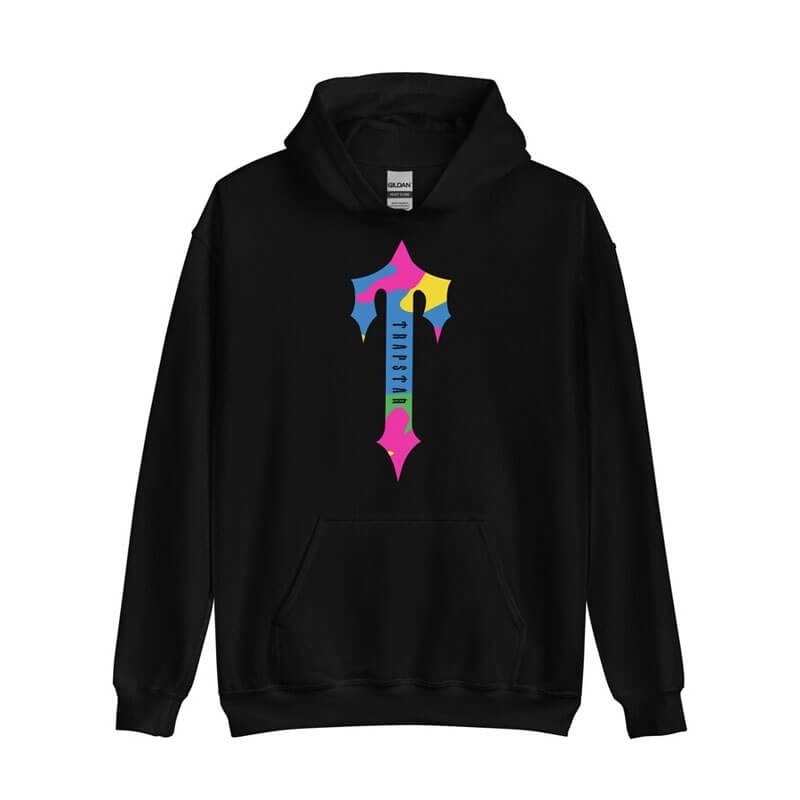 Black Men\'s Trapstar Colorful Logo Rainbow Hoodie USA | SX08-161